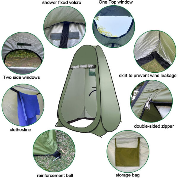 2025 Upgraded Pop-up Shower Tent, Outdoor Sun Protection Changing Room Opens In 10 Seconds, Oxford Cloth Rainproof Sun Protection Coating, Camping Toilet,Cycling Changing Clothes,Beach Shade, Storag - Image 5